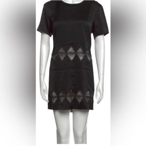 Alexander Wang Black Short Sleeve Lace Inset Shift Dress Lingerie Inspired - 6